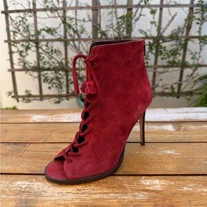 COACH peep toe lace up booties